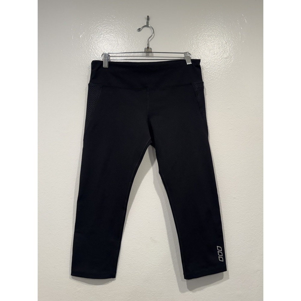 Lorna Jane Crop Leggings Womens Black Net Gym Run Yoga Pull On Everyday